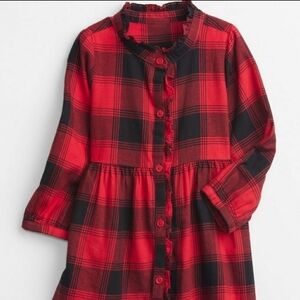 GAP Toddler Buffalo Plaid Long Sleeve Shirt Dress - Size 3 Years